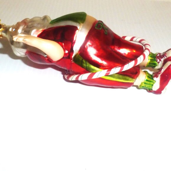 Vintage SANTA ORNAMENT 2x Santa MAN on the MOON Christmas Tree Ornament - Picture 4 of 14